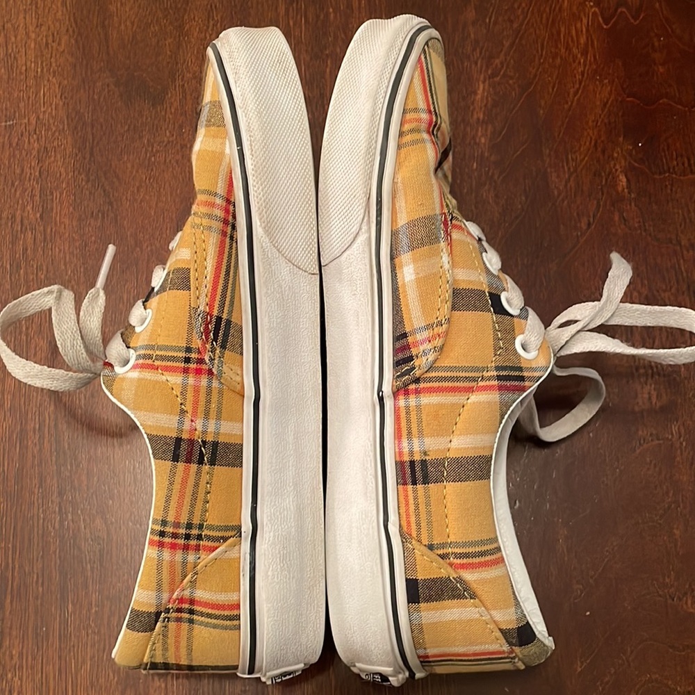 Vans Old Skool Gold & Black Plaid Print Lace Up Sneaker Size Women's 6.5/Men’s 5 - Picture 5 of 11